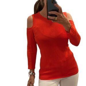 INC INTERNATIONAL CONCEPTS Red Cold Shoulder Knit Top.Size M